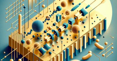 Abstract art of a gold electrode and E. coli detection using an electrochemical biosensor in minimalist gold and blue tones