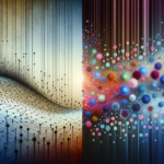 Abstract art of two contrasting panels with varying dot densities representing traditional versus advanced pathogen detection methods in gastrointestinal illness